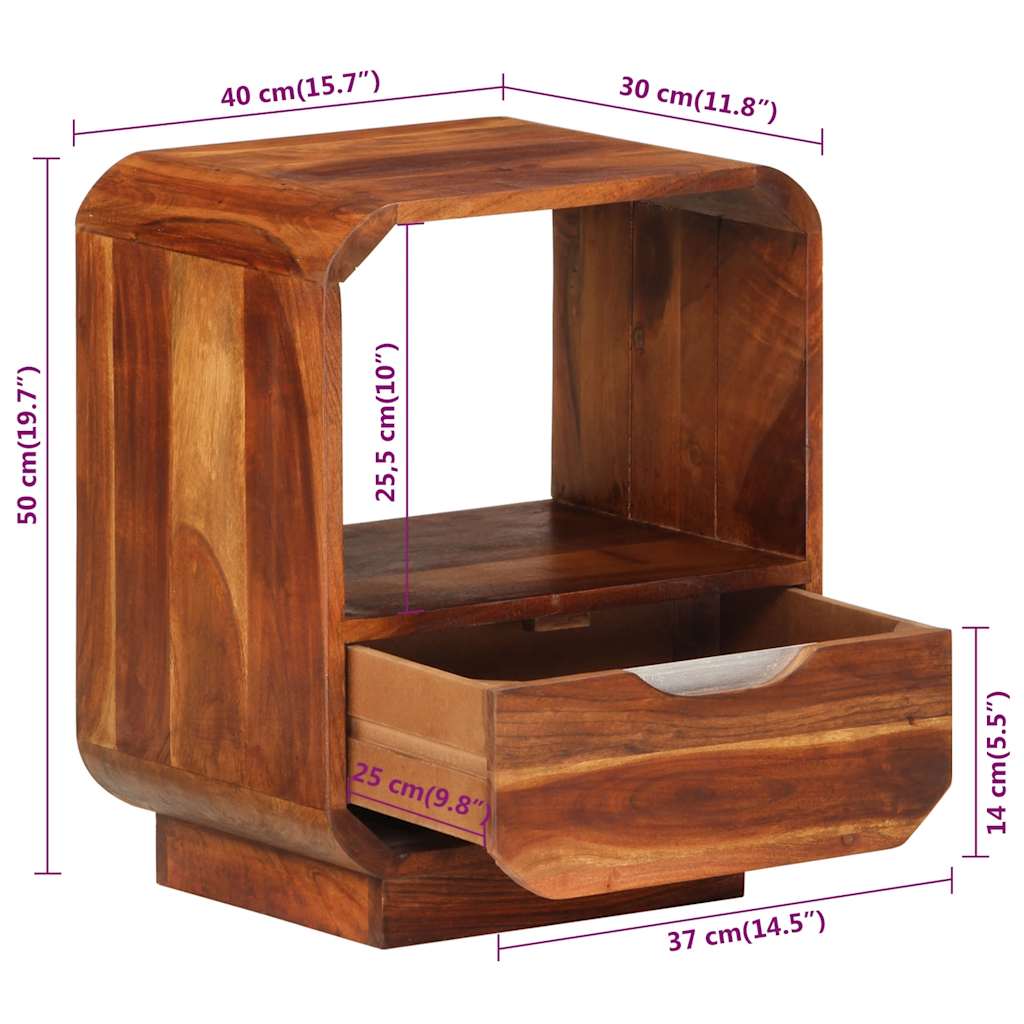 Nightstand with Drawer Solid Acacia Wood 40x30x50 cm
